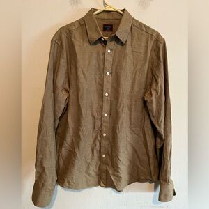 UNTUCKit Men's Casual Tan Brown Button-Down Shirt Large Preppy